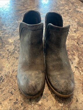 Women's Suede Ankle Booties in Dark Brown